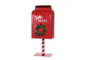 Χριστουγεννιάτικo Μεταλλικό Γραμματοκιβώτιο \\"Santa's Mail\\" Κόκκινο 37cm