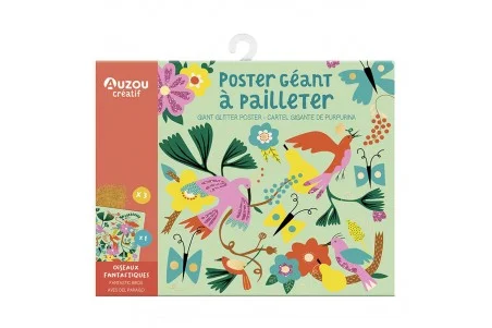 Auzou, My Activity Pouch - Giant Glitter Poster Fantastic Birds