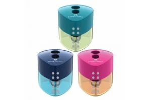 Faber Castell Διπλή Ξύστρα Grip Βαρελάκι σε 3 Χρώματα