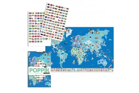 Poppik Μεγάλο Πόστερ με 200 αυτοκόλλητα- Σημαίες του Κόσμου